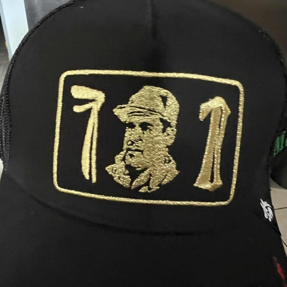 NWT EL CHAPO GUZMAN Black Cap with Gold Embroidery 3 LOGOS